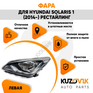 Фара левая под корректор Hyundai Solaris 1 (2014-) рестайлинг KUZOVIK Фара левая под корректор Hyundai Solaris 1 (2014-) рестайлинг KUZOVIK
