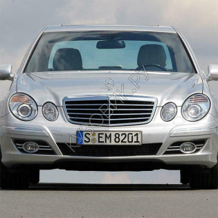 Бампер передний в цвет кузова Mercedes E-Class W211 (2006-2009) рестайлинг с омывателем и парктроником Бампер передний в цвет кузова Mercedes E-Class W211 (2006-2009) рестайлинг с омывателем и парктроником