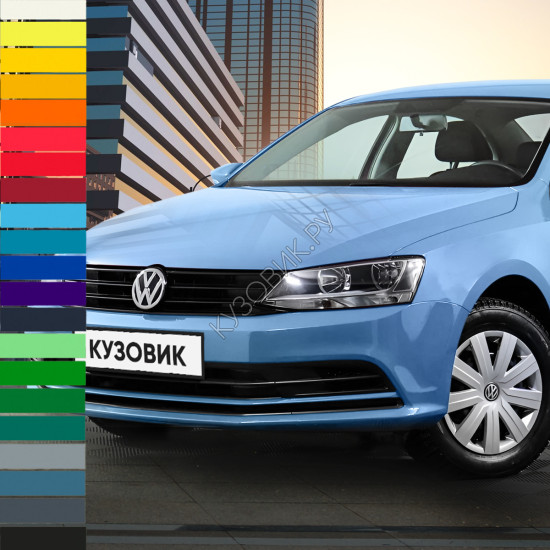 Бампер передний в цвет кузова Volkswagen Jetta 6 (2014-2018) рестайлинг без отверстий под омыватели и парктроники